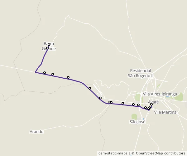 Mapa do itinerário da linha