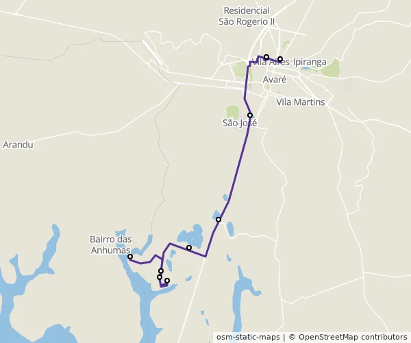 Mapa do itinerário da linha