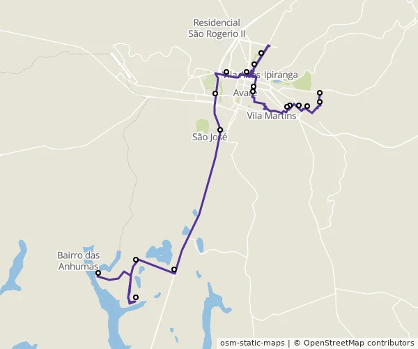 Mapa do itinerário da linha