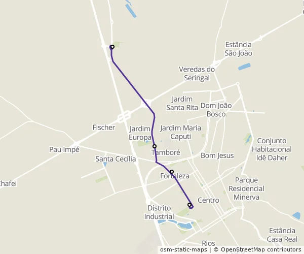 Mapa do itinerário da linha
