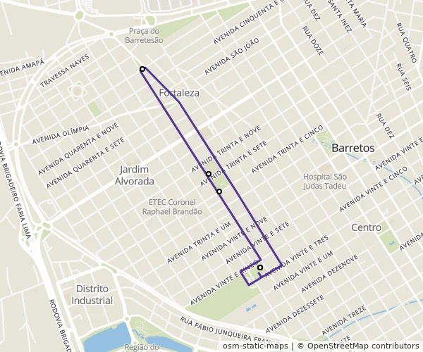 Mapa do itinerário da linha
