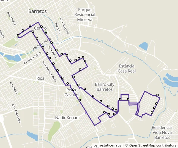 Mapa do itinerário da linha