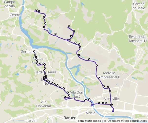 Mapa do itinerário da linha