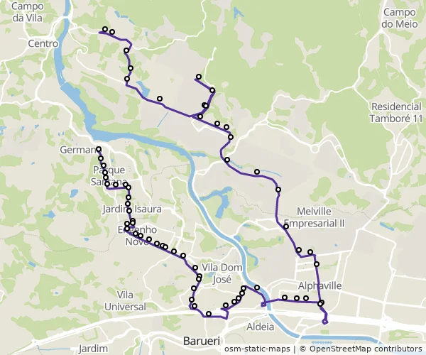 Mapa do itinerário da linha