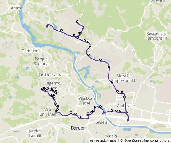 Mapa do itinerário da linha