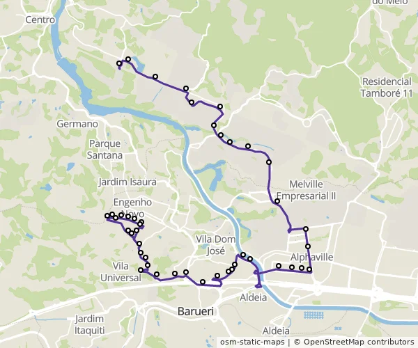 Mapa do itinerário da linha