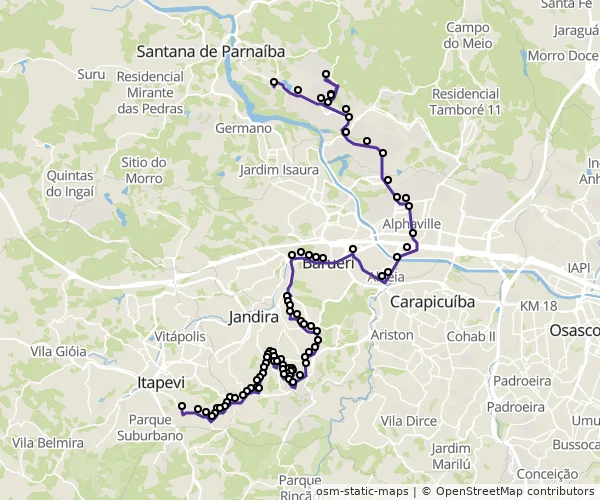 Mapa do itinerário da linha