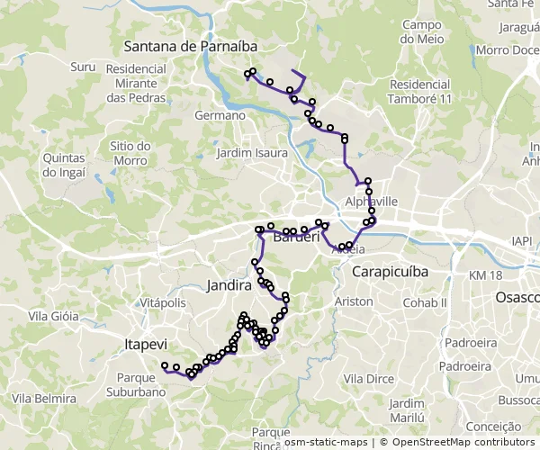 Mapa do itinerário da linha