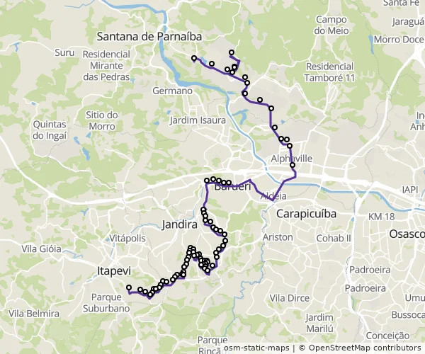 Mapa do itinerário da linha