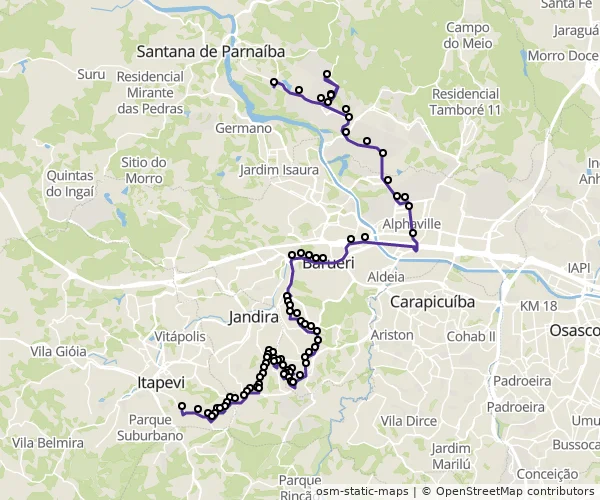 Mapa do itinerário da linha