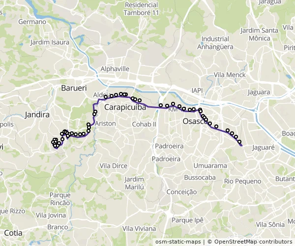 Mapa do itinerário da linha