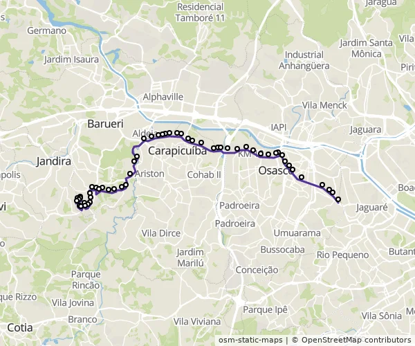 Mapa do itinerário da linha