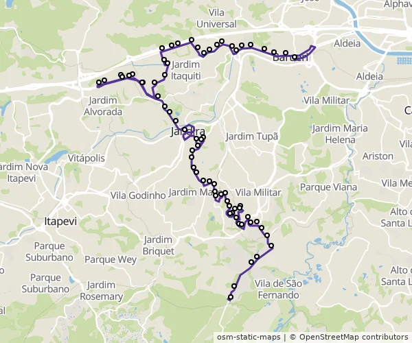 Mapa do itinerário da linha