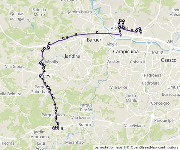 Mapa do itinerário da linha