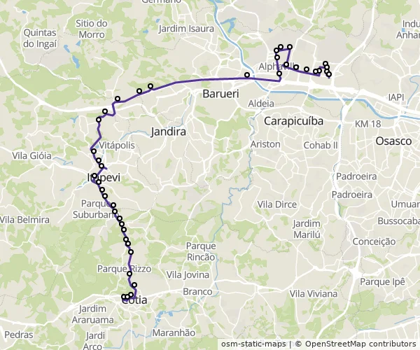 Mapa do itinerário da linha