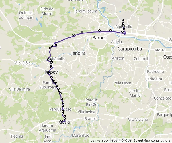 Mapa do itinerário da linha