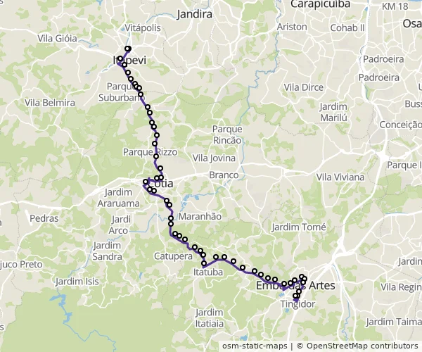 Mapa do itinerário da linha