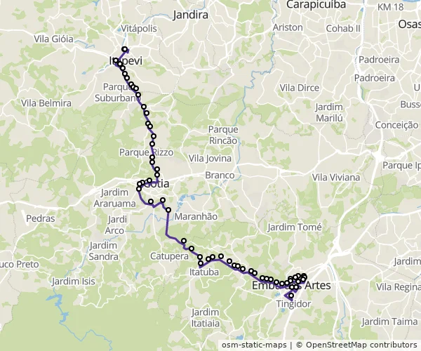 Mapa do itinerário da linha