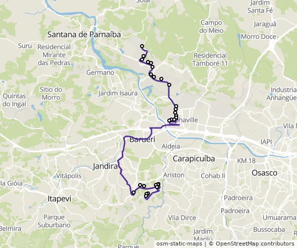 Mapa do itinerário da linha