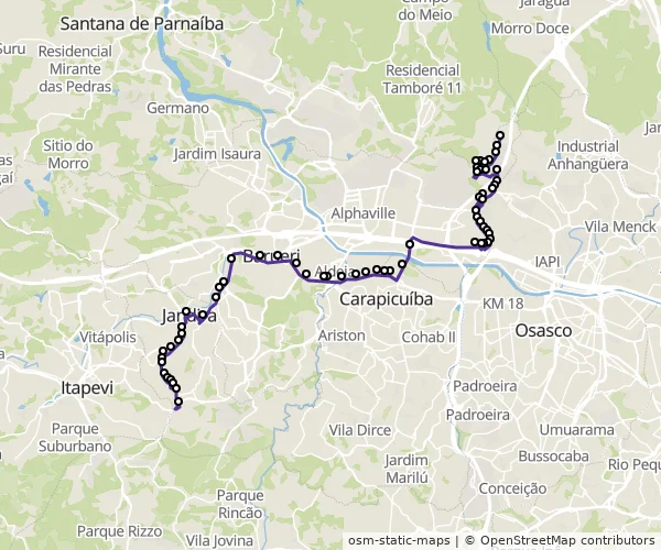 Mapa do itinerário da linha