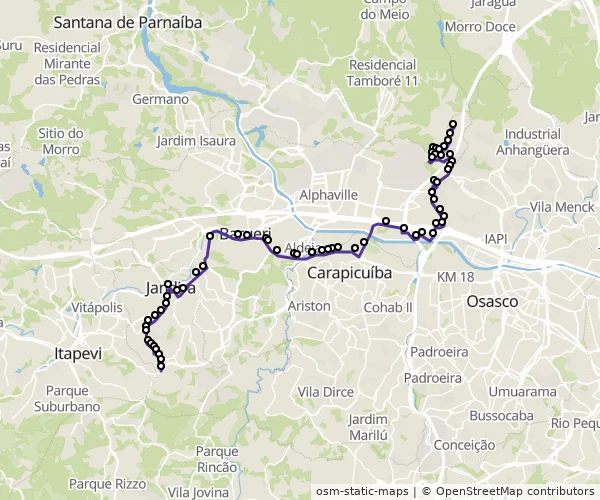 Mapa do itinerário da linha