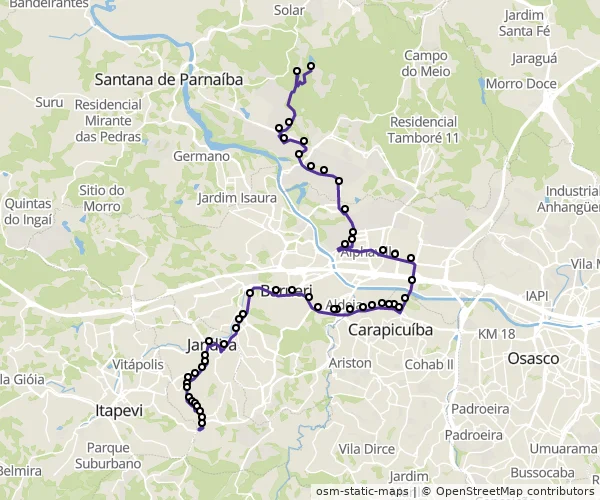 Mapa do itinerário da linha