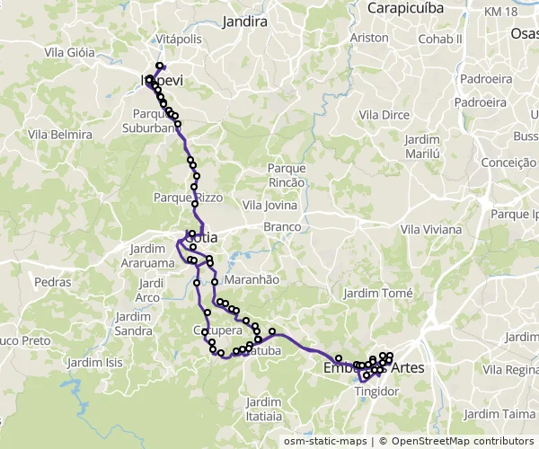 Mapa do itinerário da linha