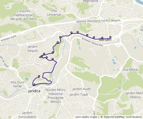 Mapa do itinerário da linha