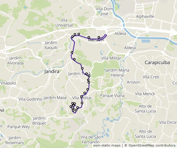 Mapa do itinerário da linha