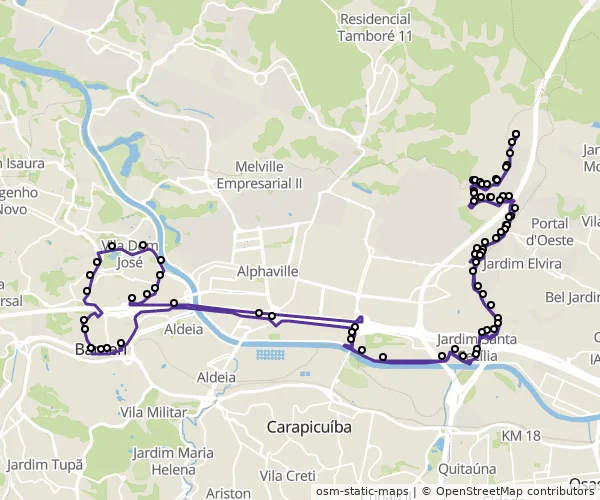 Mapa do itinerário da linha