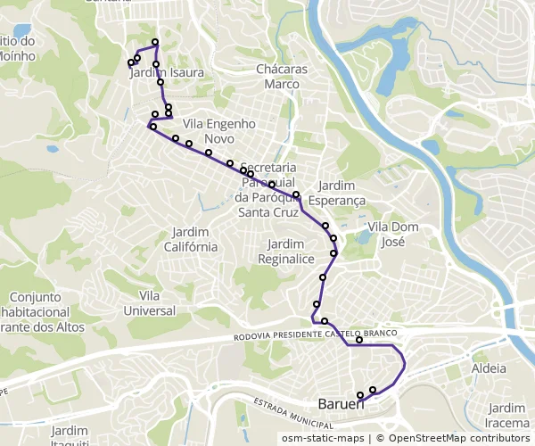 Mapa do itinerário da linha