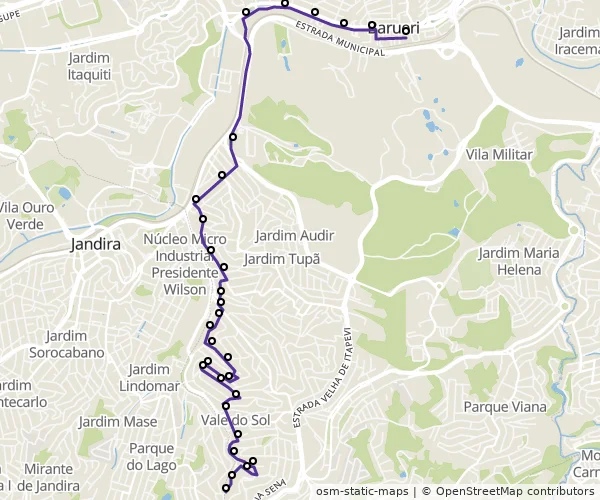 Mapa do itinerário da linha