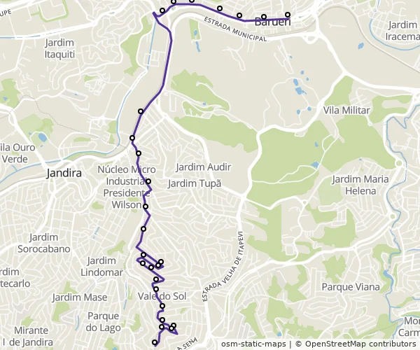 Mapa do itinerário da linha