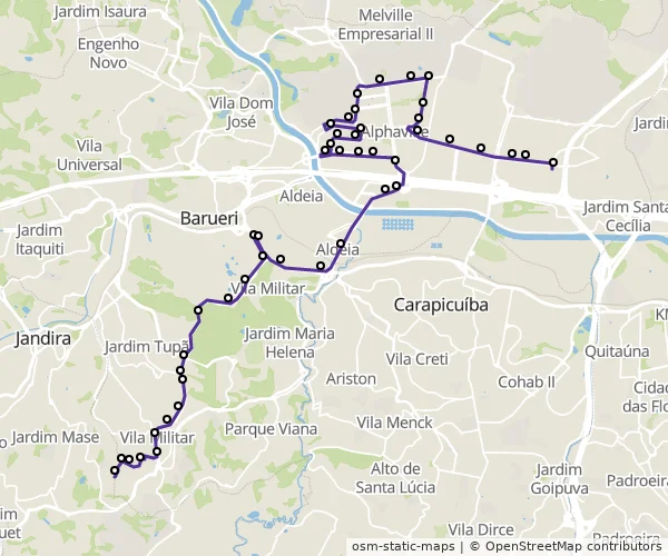 Mapa do itinerário da linha