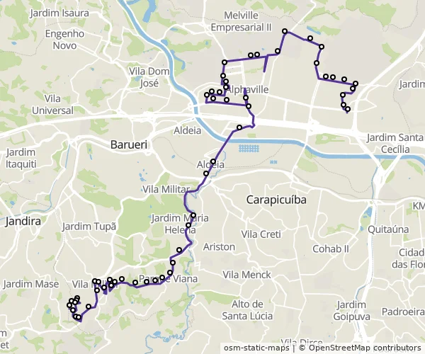 Mapa do itinerário da linha