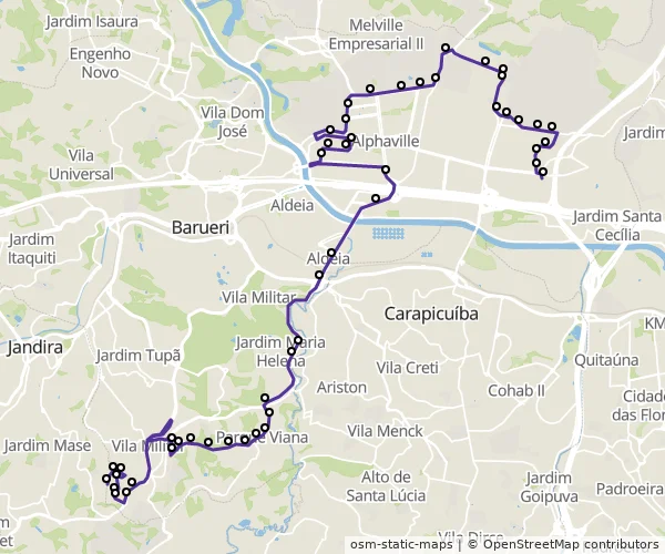 Mapa do itinerário da linha