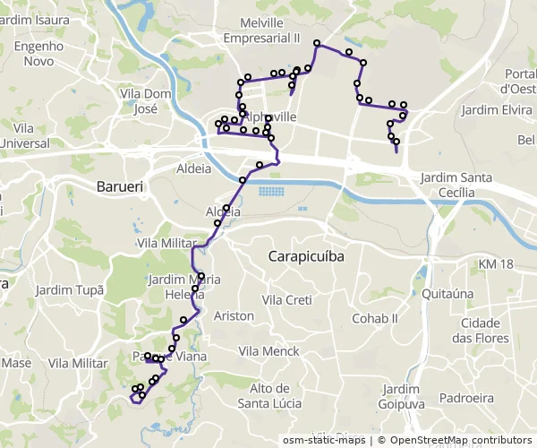 Mapa do itinerário da linha