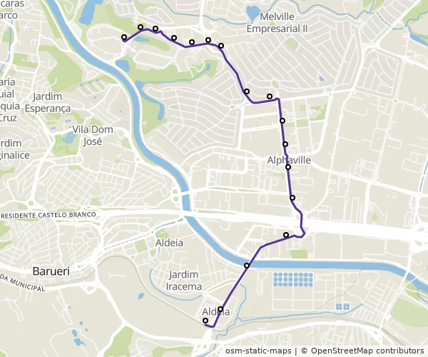 Mapa do itinerário da linha