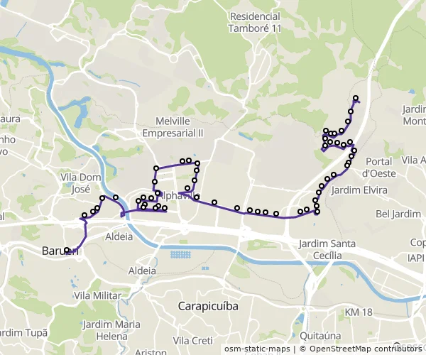 Mapa do itinerário da linha