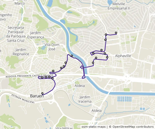 Mapa do itinerário da linha