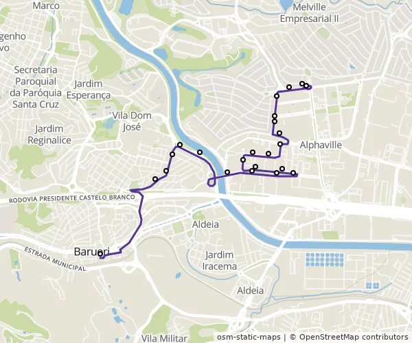 Mapa do itinerário da linha