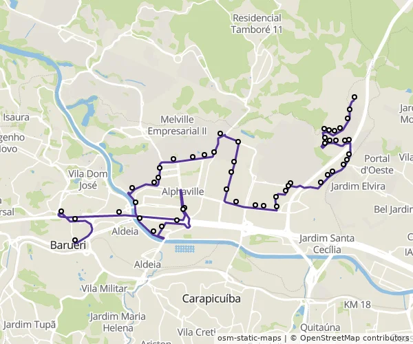 Mapa do itinerário da linha