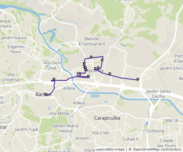 Mapa do itinerário da linha