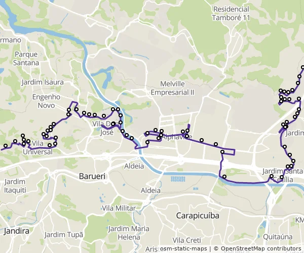 Mapa do itinerário da linha