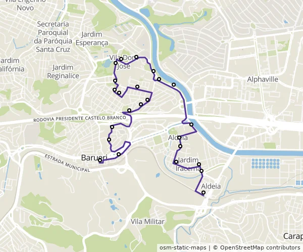 Mapa do itinerário da linha