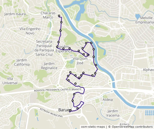 Mapa do itinerário da linha
