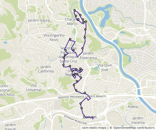 Mapa do itinerário da linha