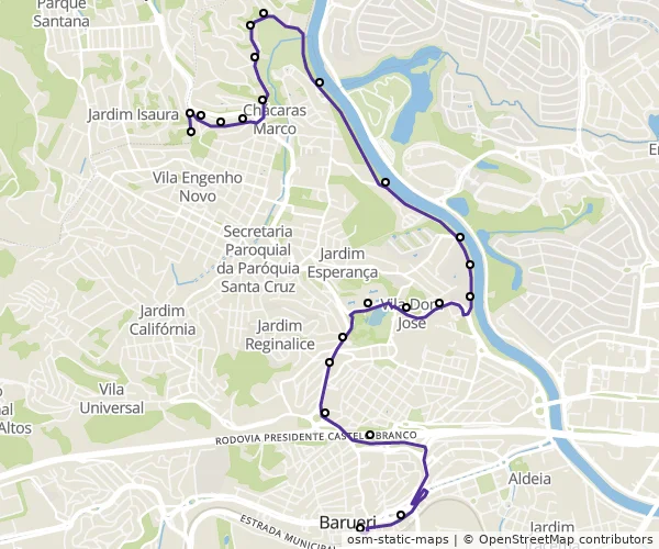 Mapa do itinerário da linha