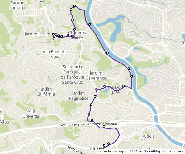 Mapa do itinerário da linha