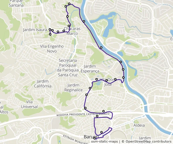 Mapa do itinerário da linha